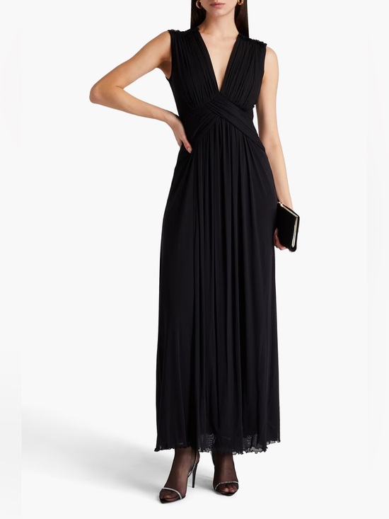 Diane Von Furstenberg Dresses & Skirts - DIANE VON FURSTENBERG Marika Ruched Stretch Mesh Maxi V Neck Cross Dress